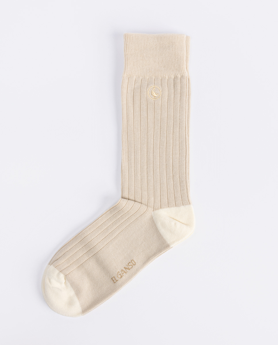 Calcetín Algodón Canalé Crudo