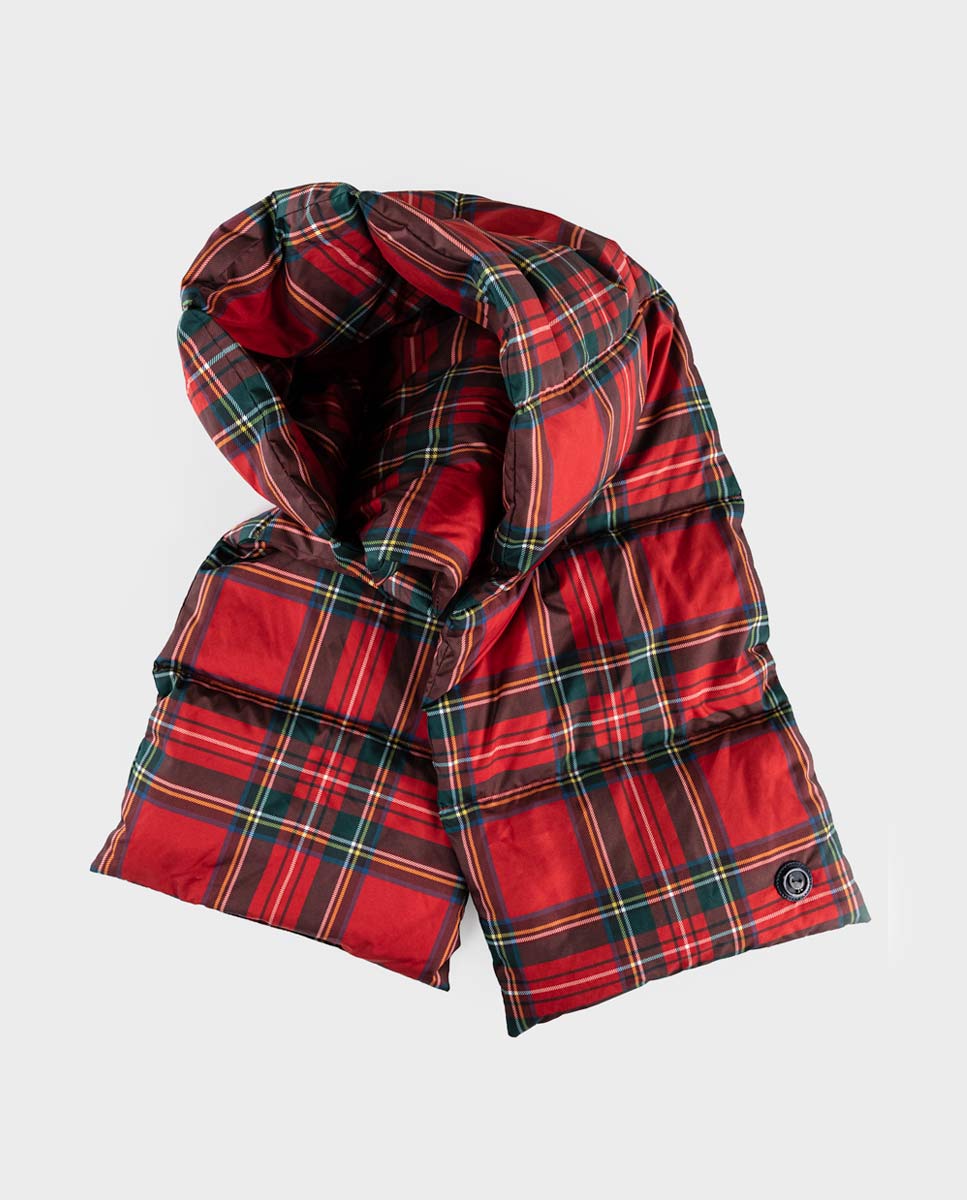 Bufanda Acolchada Nylon Tartán Rojo