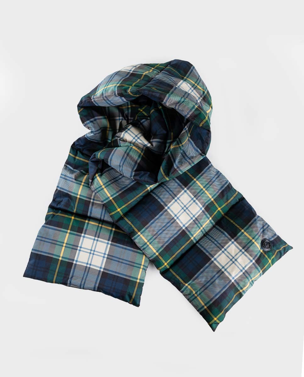 Bufanda Acolchada Nylon Tartán Verde