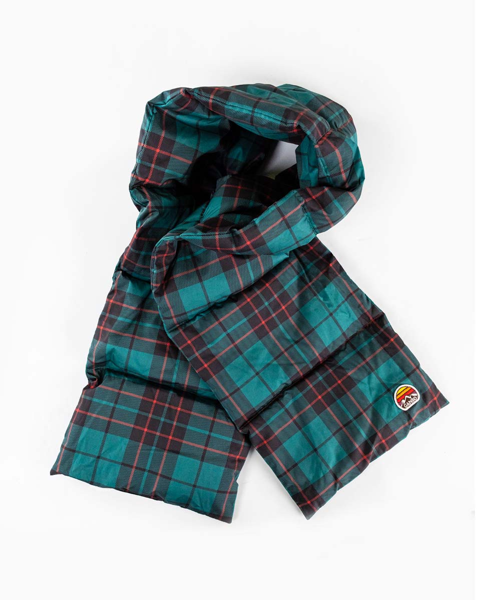 Bufanda Acolchada Nylon Cuadros Trekking Verde
