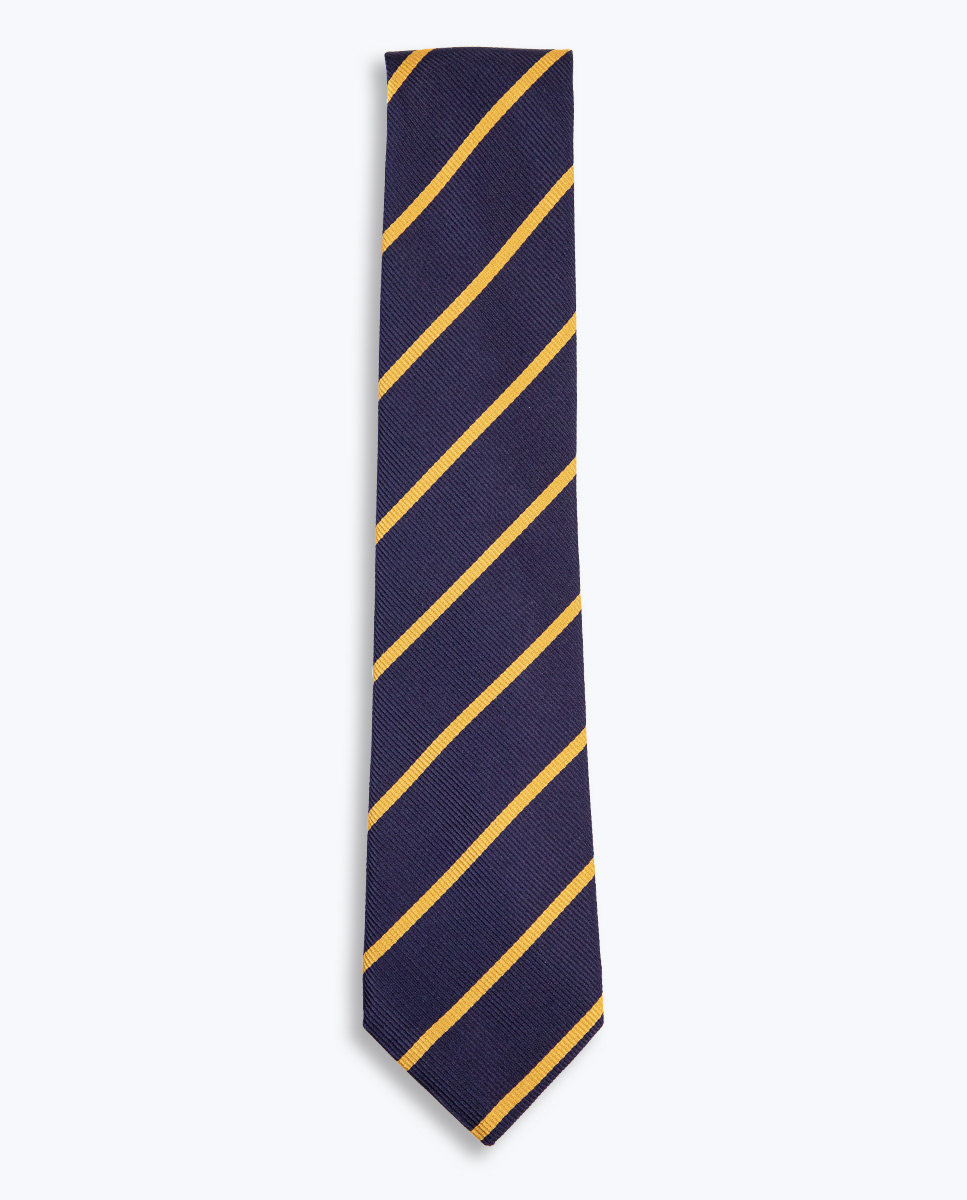 Navy Regimental Tie W Yellow Stripe