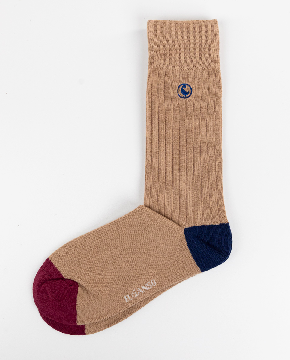 Ribbed Camel Cotton Socks