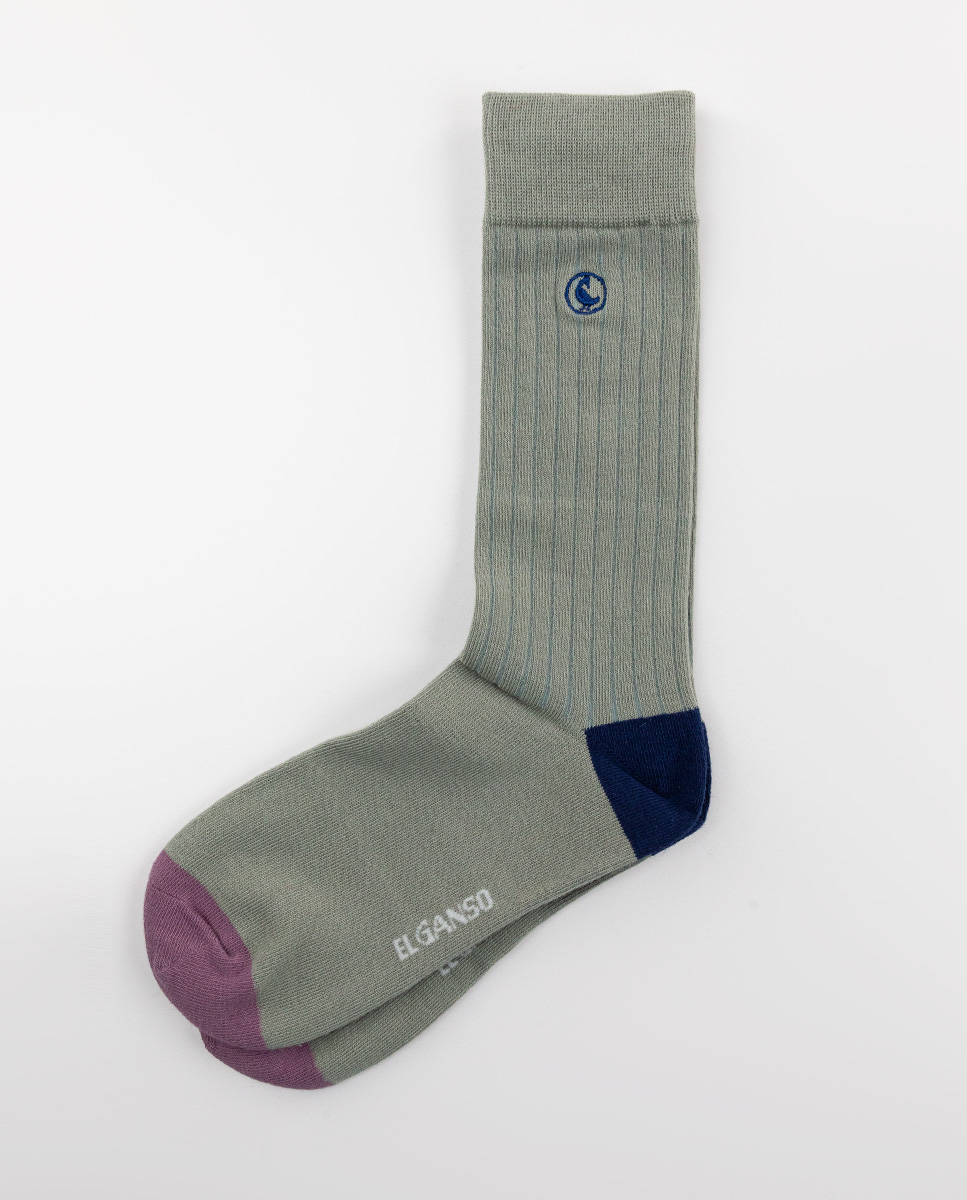 Ribbed Light Green Cotton Socks