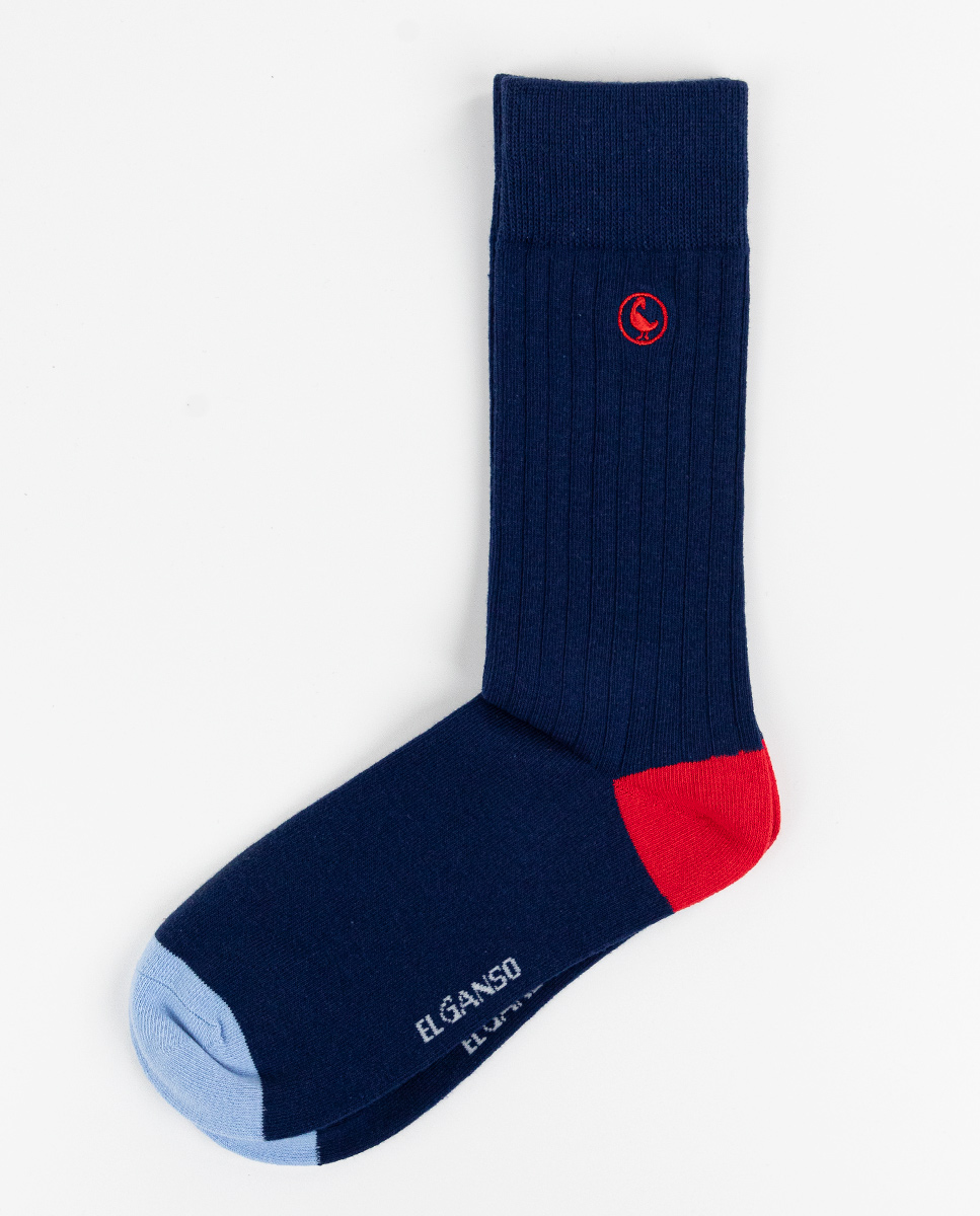 Ribbed Navy Cotton Socks