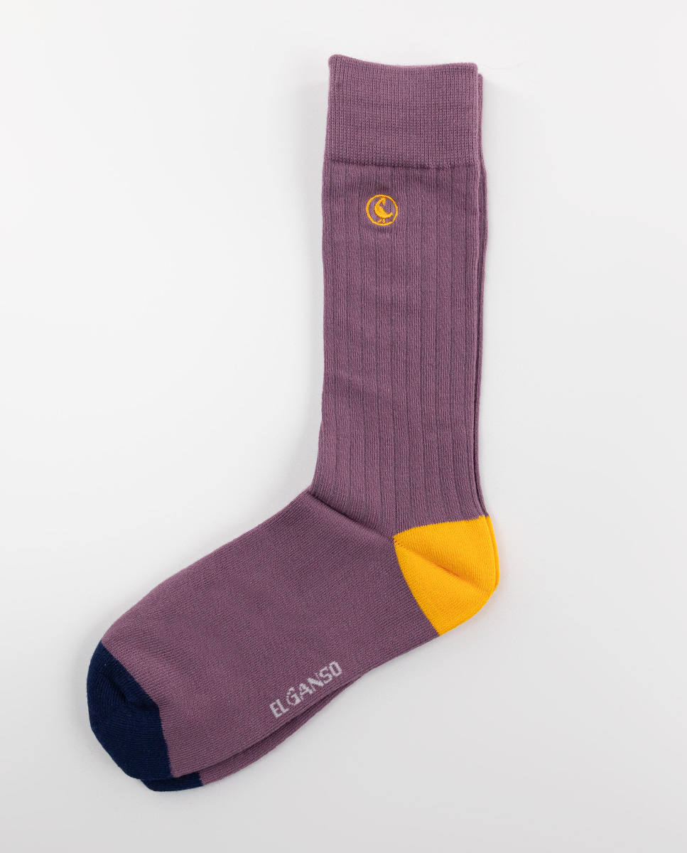 Ribbed Aubergine Cotton Socks