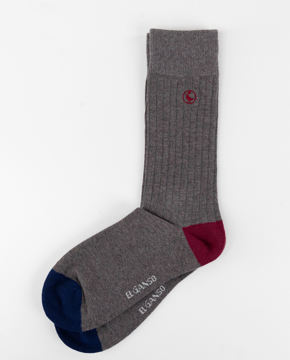 Ribbed Light Grey Cotton Socks