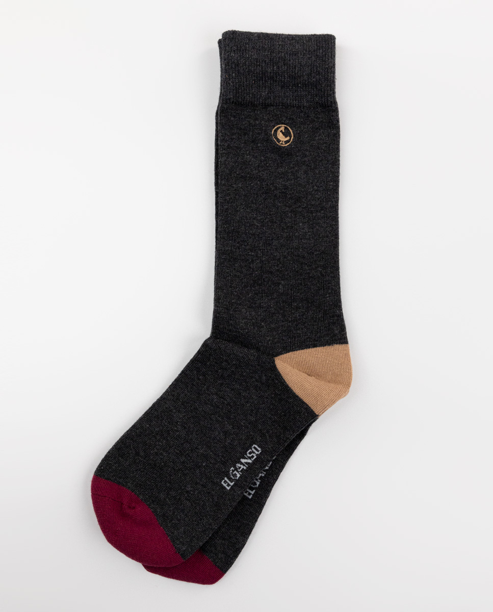 Ribbed Dark Grey Cotton Socks