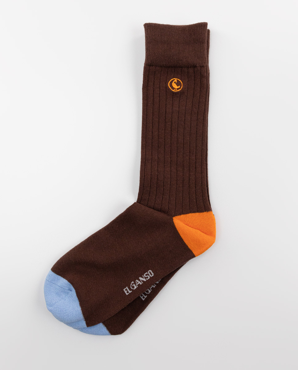 Ribbed Brown Cotton Socks