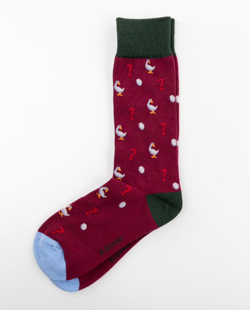 Strumpf Baumwolle Fragezeichen Gänse Bordeaux