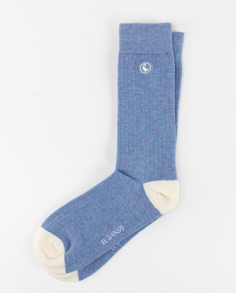 Strumpf Wolle Canalé Hellblau