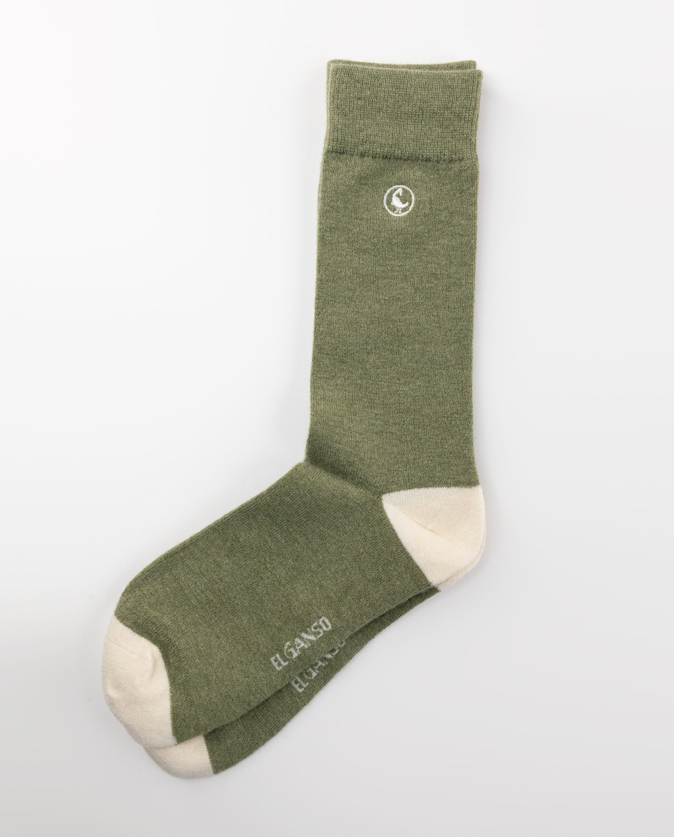 Ribbed Green Wool Socks