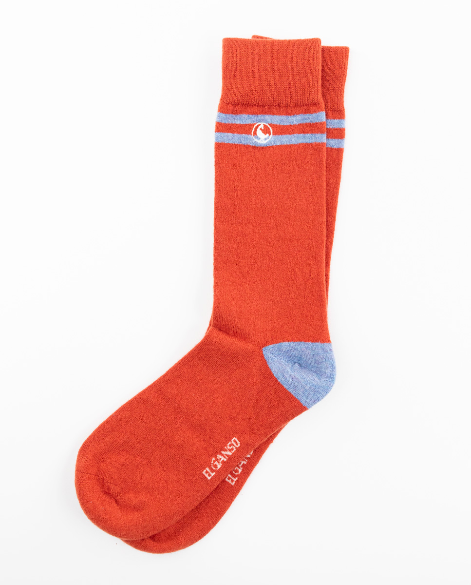 Strumpf Wolle Streifen Canalé Orange