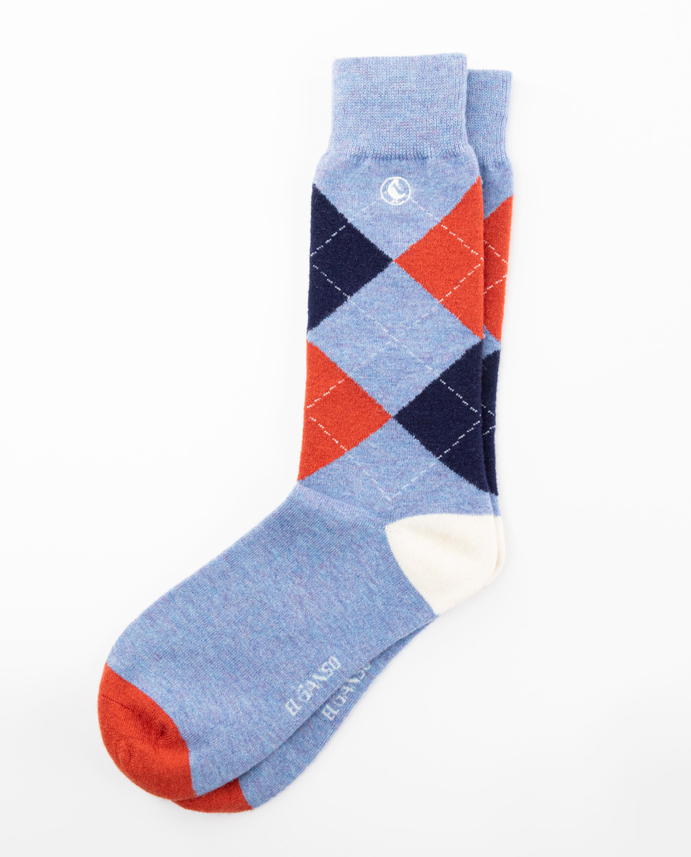 Light Blue Wool Socks W Diamonds