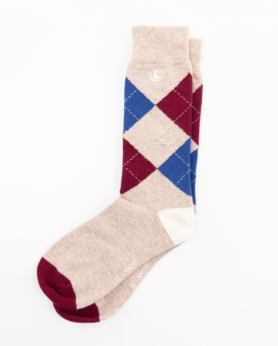 Camel Wool Socks W Diamonds