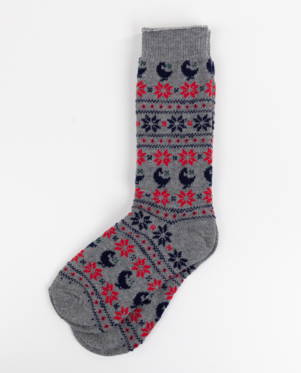 Strumpf Wolle Gänse Weihnachten Marineblau