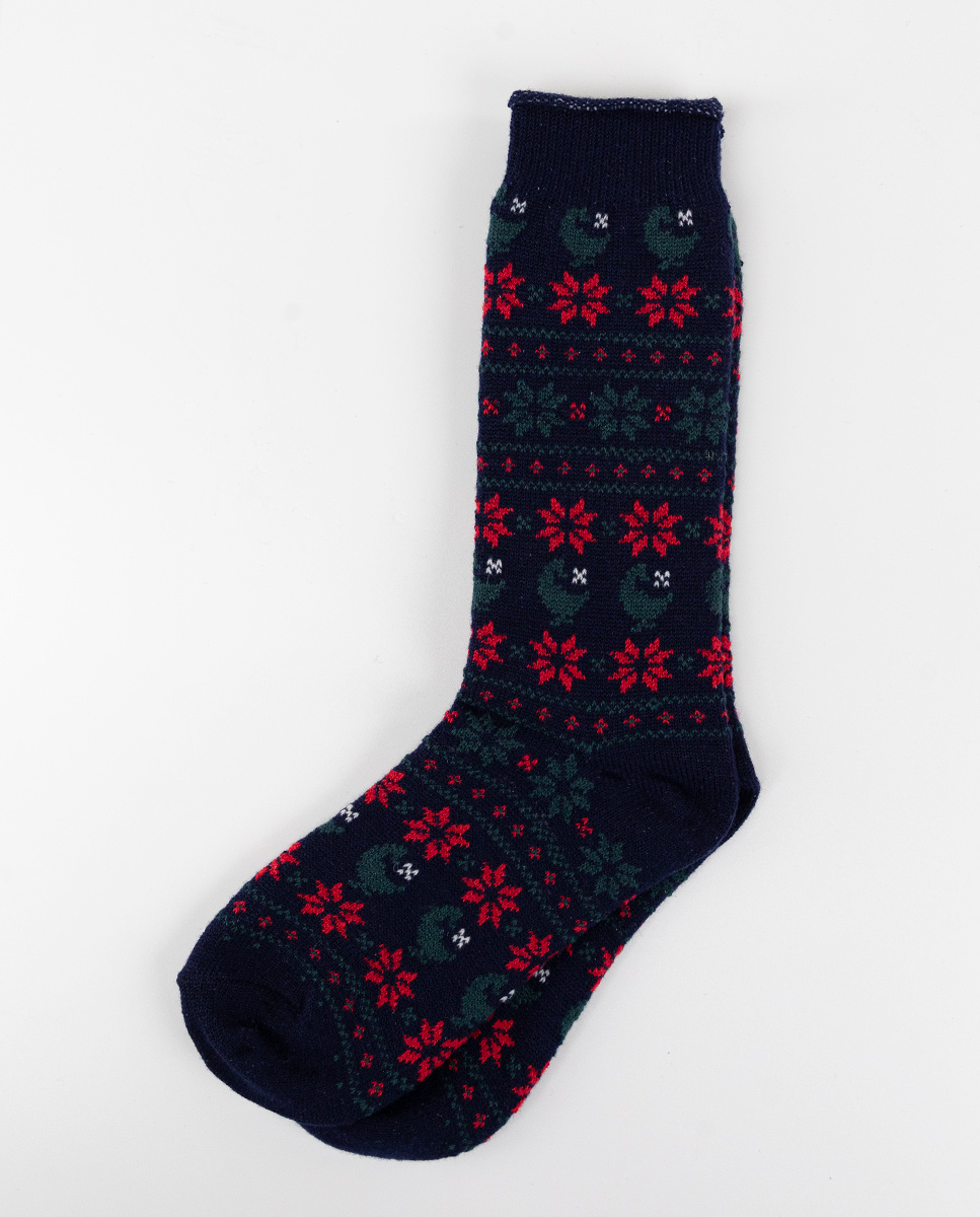 Strumpf Wolle Gänse Weihnachten Grau