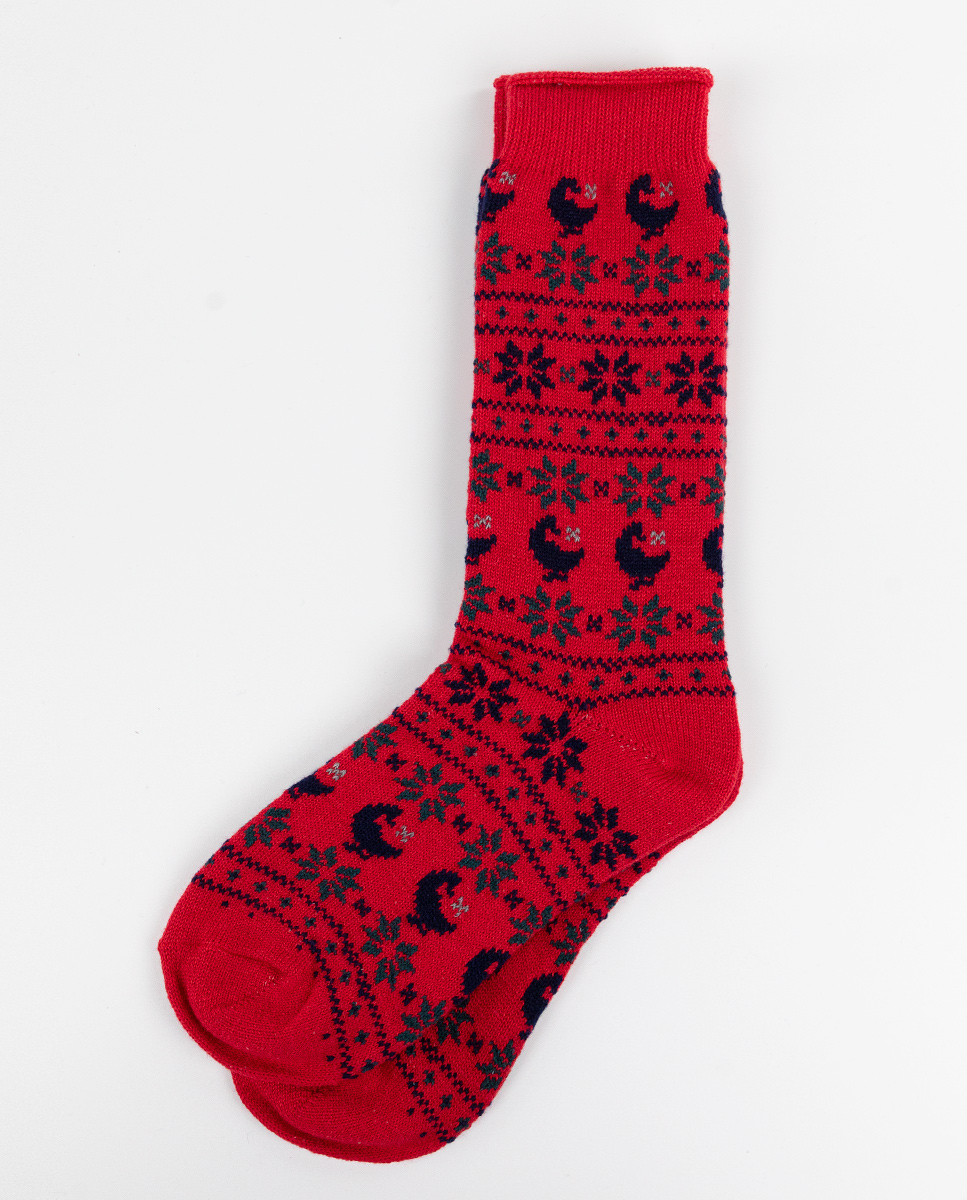 Strumpf Wolle Gänse Weihnachten Rot