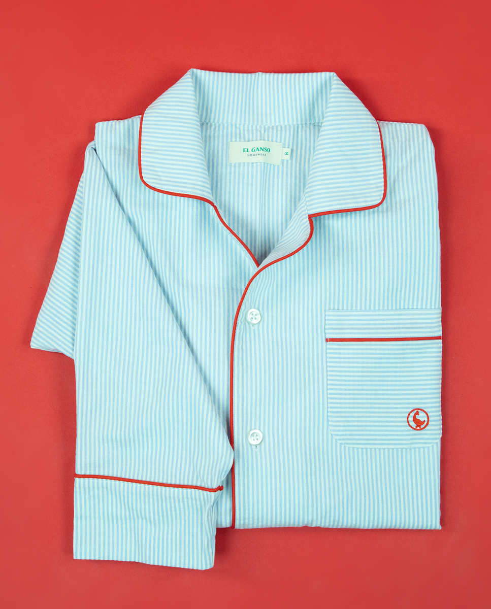 Schlafanzug Blau Streifen Yale