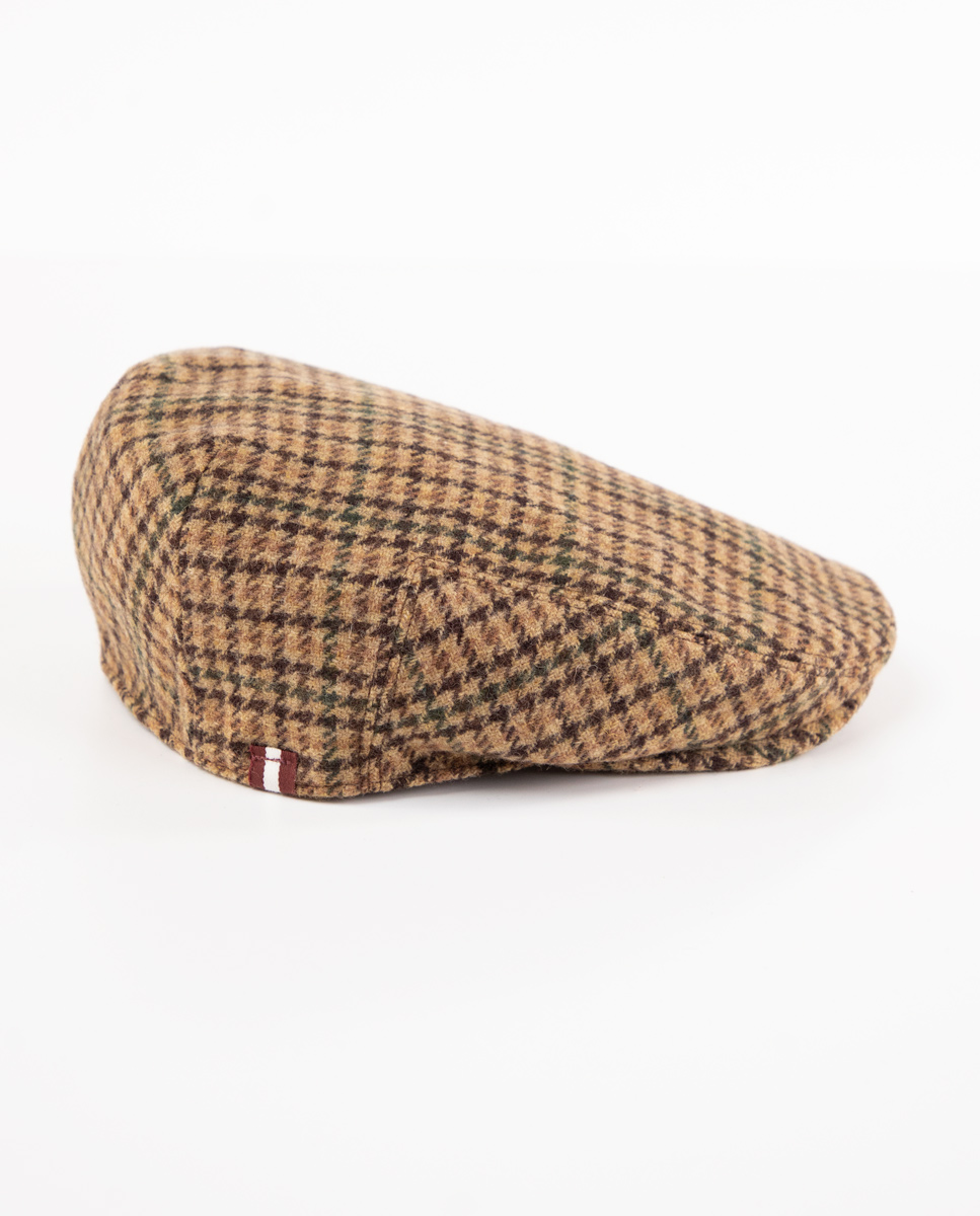 Brown Prince of Wales Wool Flat Cap