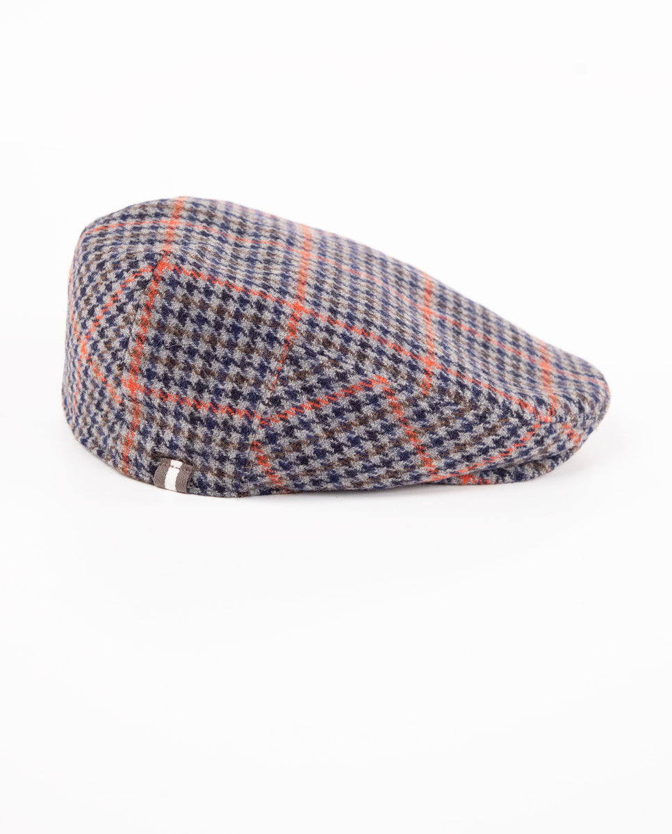 Blue Prince of Wales Wool Flat Cap