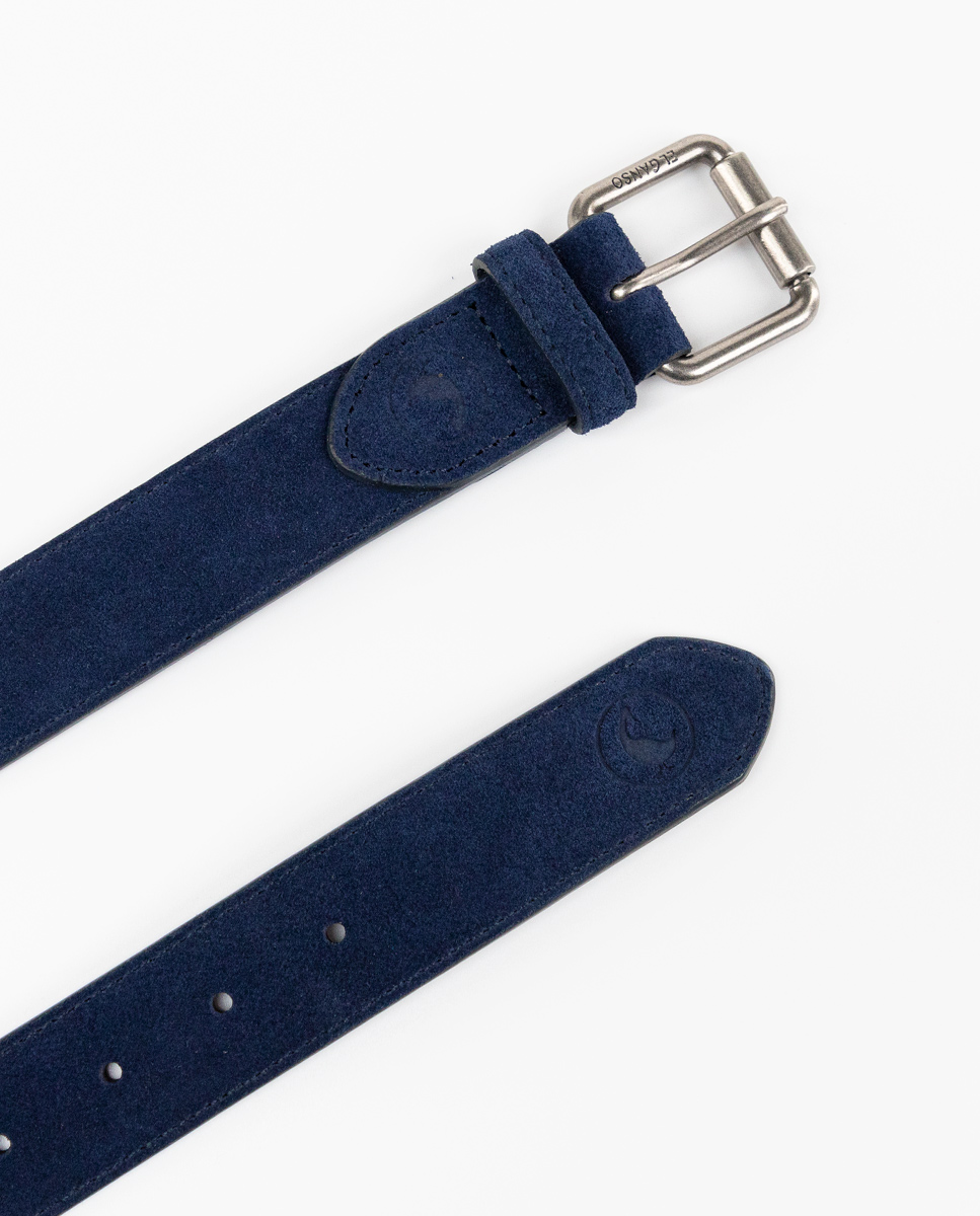 Navy Split Leather Belt