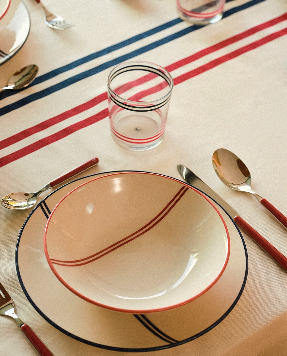 Set of 3 Cream Bowls W Stripes - 8 cm wide x 4 cm high