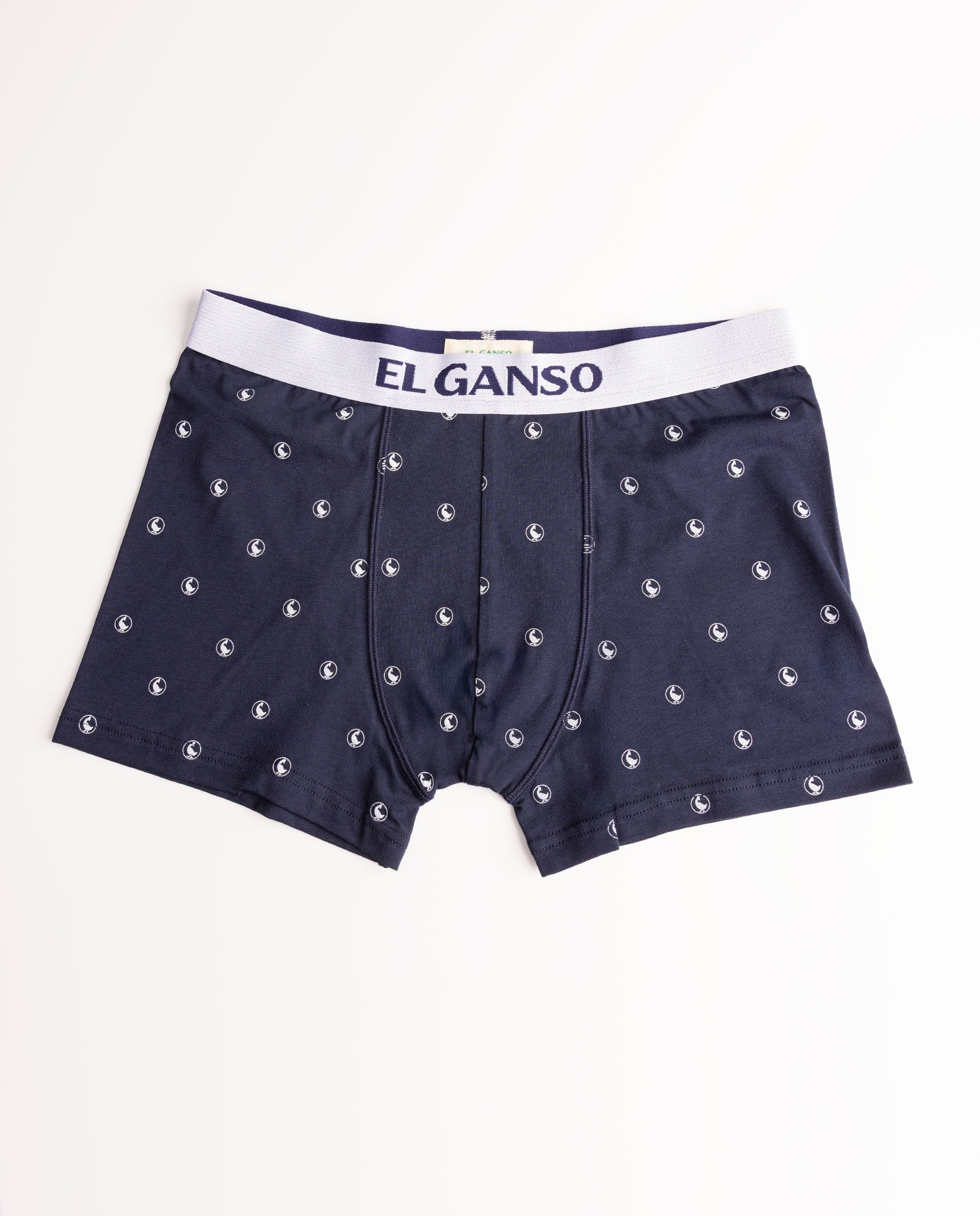 Pack Boxer Punto Liso Blanco  Marino Print Gansos