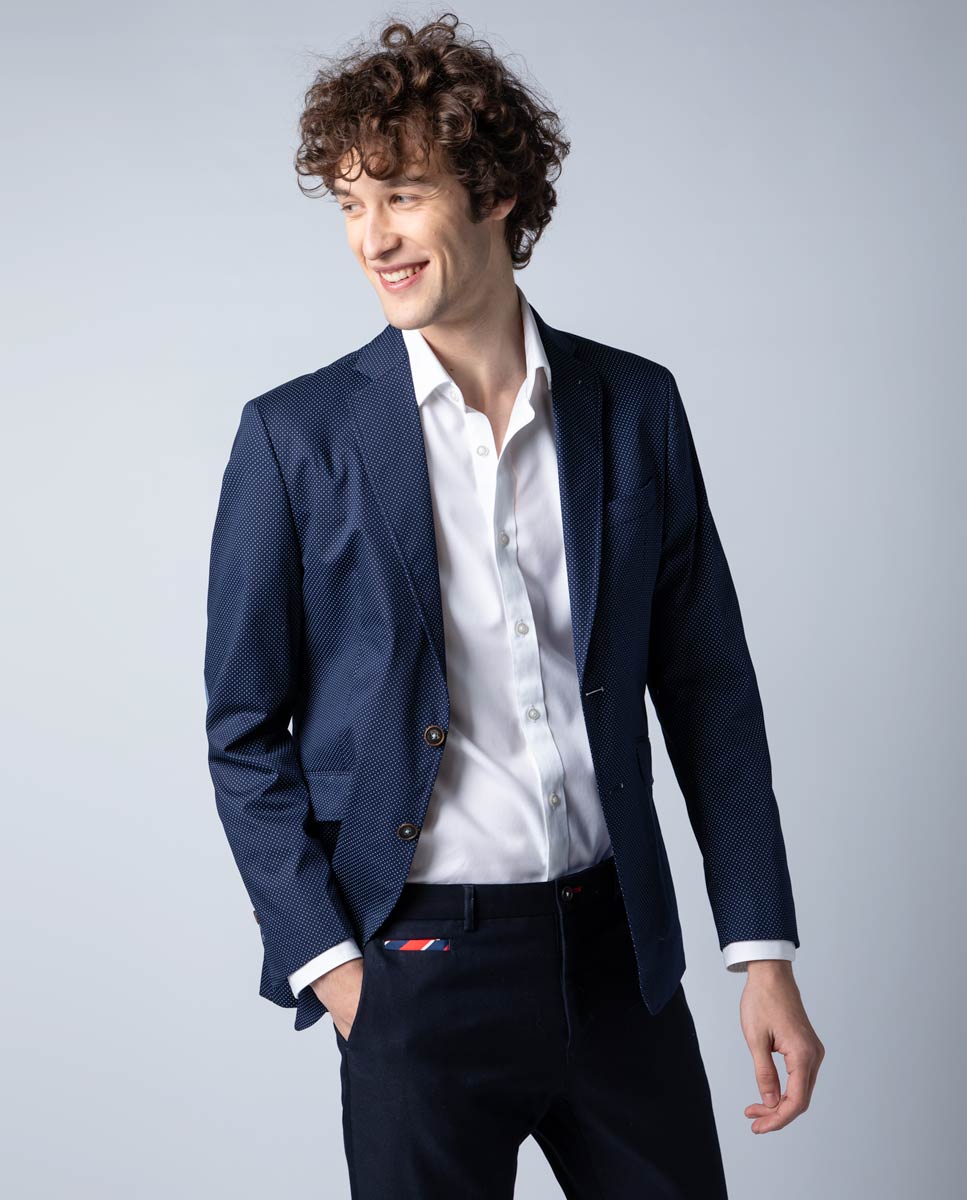 Blazer Kreismotiv Blau und Weiß