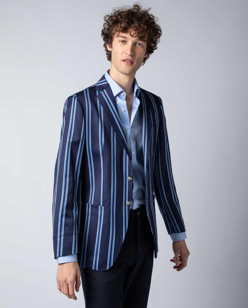Blazer Gestreift Marineblau / Himmelblau