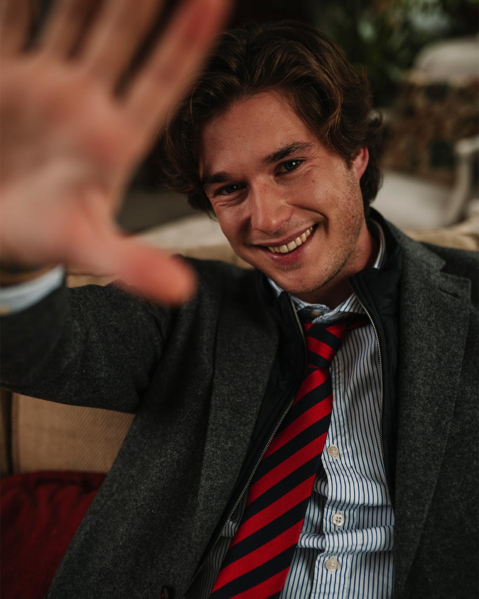 Krawatte Streifen Breit Marineblau und Rot