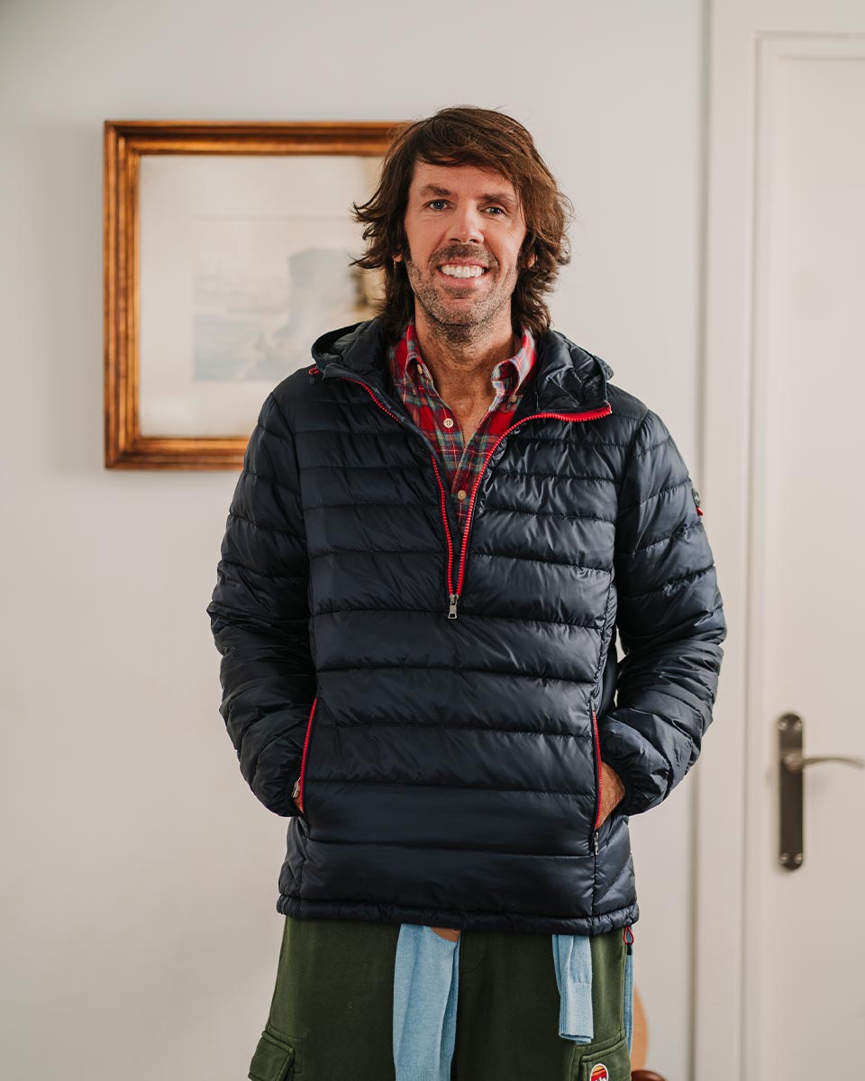 Chaqueta Acolchada Capucha Cuello Cremallera Marino