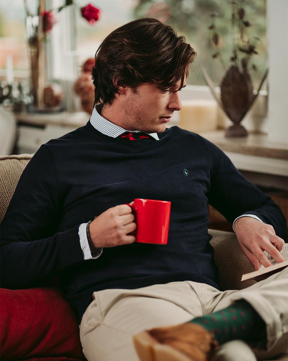 Jersey Supima Cuello Caja Marino