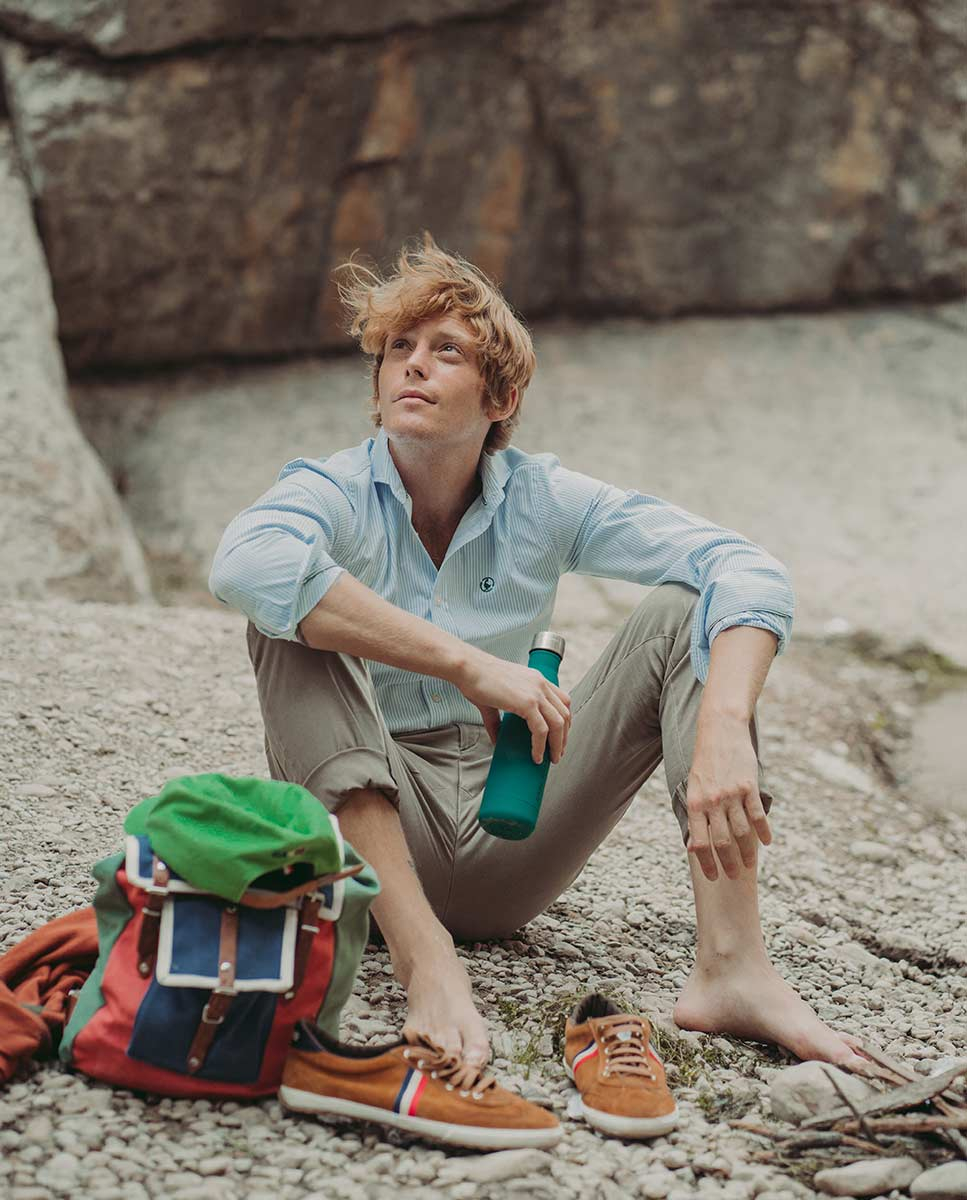 Camisa Reciclada Raya Yale Celeste GRS