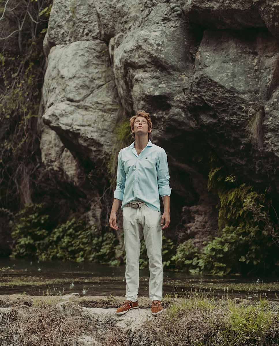 Camisa Reciclada Raya Yale Turquesa GRS